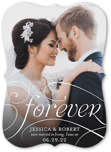 Forever Elegance Wedding Announcement, White, 5x7 Flat, Matte, Signature Smooth Cardstock, Bracket