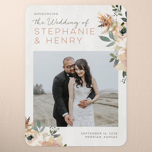 Painted Promise Wedding Announcement, Beige, 5x7 Flat, 100% Recycled Cardstock , Rounded, Pueblo