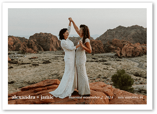 Just Type Wedding Announcement, White, 5x7 Flat, Matte, Signature Smooth Cardstock, Square, White