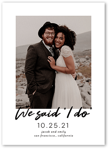 Said I Do Wedding Announcement, White, 5x7 Flat, Pearl Shimmer Cardstock, Square, White