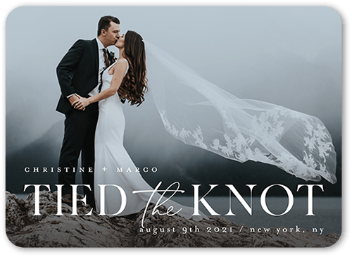 Elegant Knot Wedding Announcement, Rounded Corners