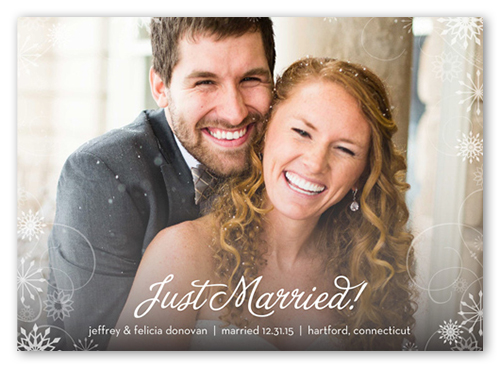 Winter Wedding Wedding Announcement, White, 100% Recycled Cardstock , Square