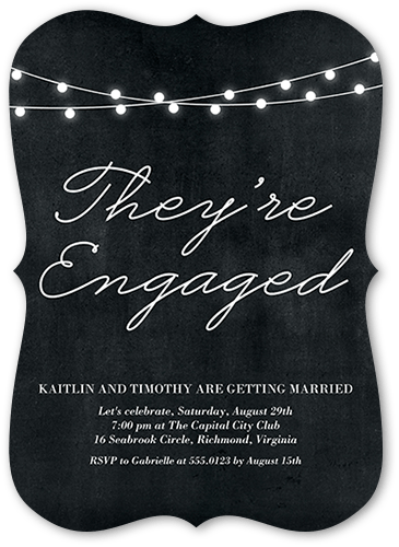 Luminous Engagement Engagement Party Invitation, Black, 5x7, Pearl Shimmer Cardstock, Bracket