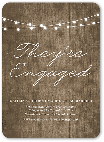Luminous Engagement Engagement Party Invitation, Brown, 5x7 Flat, Standard Smooth Cardstock, Rounded
