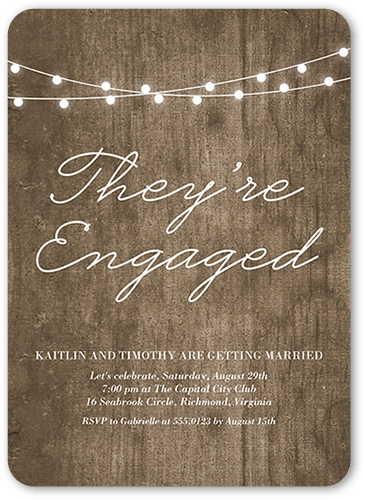 Luminous Engagement Engagement Party Invitation, Brown, 5x7 Flat, Pearl Shimmer Cardstock, Rounded