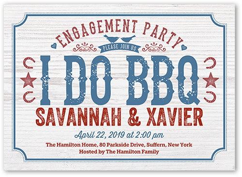 I Do BBQ Engagement Party Invitation, Grey, 5x7 Flat, Luxe Double-Thick Cardstock, Square