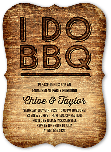 BBQ I Do Engagement Party Invitation, Brown, 5x7 Flat, Pearl Shimmer Cardstock, Bracket