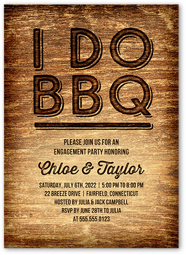 BBQ I Do Engagement Party Invitation, Brown, 5x7, Matte, Signature Smooth Cardstock, Square