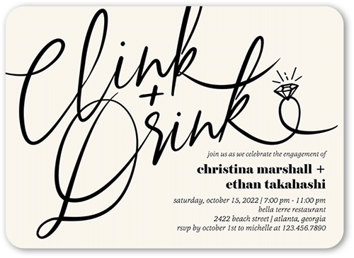 Clink And Drink Engagement Party Invitation, Rounded Corners