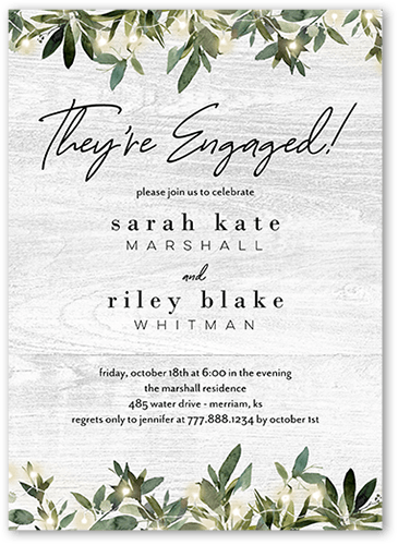Little Lights Engagement Party Invitation, Grey, 5x7 Flat, Pearl Shimmer Cardstock, Square