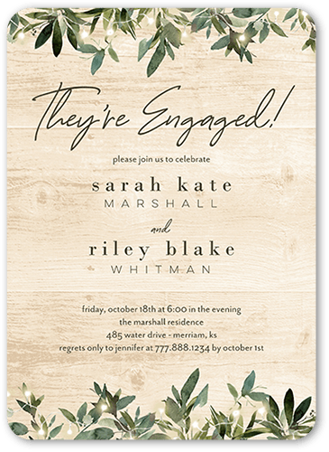 Little Lights Engagement Party Invitation, Beige, 5x7 Flat, Standard Smooth Cardstock, Rounded