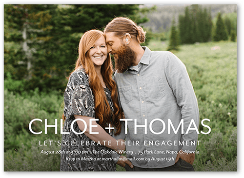 Their Names Engagement Party Invitation, White, 5x7 Flat, Standard Smooth Cardstock, Square