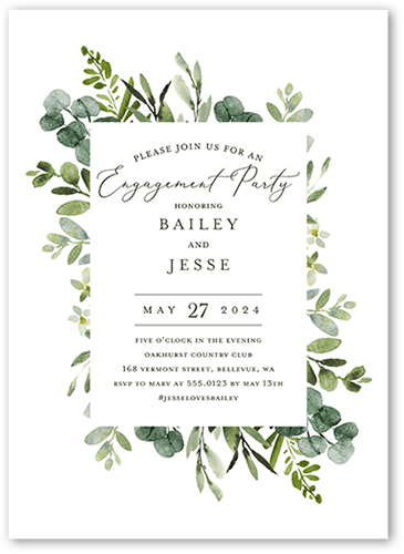 Soft Sprouts Engagement Party Invitation, White, 5x7 Flat, Standard Smooth Cardstock, Square