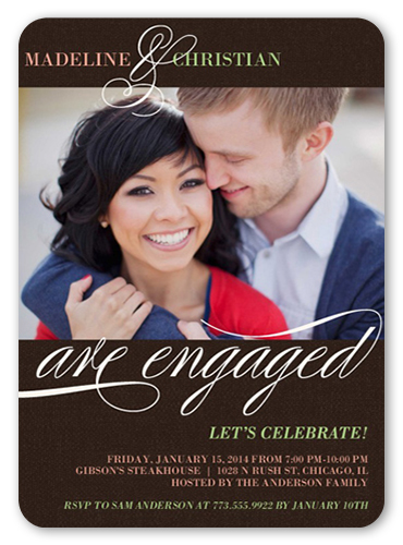 We Are Engaged Engagement Party Invitation, Brown, Matte, Signature Smooth Cardstock, Rounded