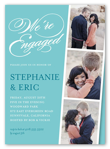 Linked For Life Engagement Party Invitation, Blue, Pearl Shimmer Cardstock, Square, Boardwalk