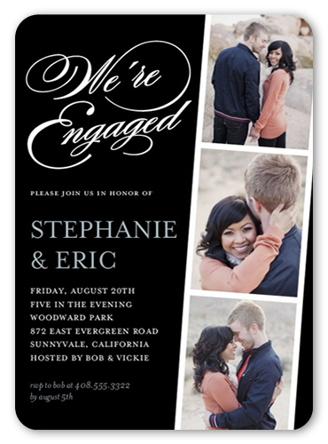 Linked For Life Engagement Party Invitation, Black, 100% Recycled Cardstock , Rounded