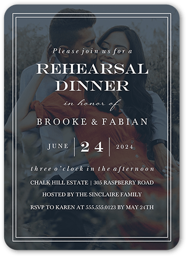 Classic Simple Script Rehearsal Dinner Invitation, Black, 5x7 Flat, Matte, Signature Smooth Cardstock, Rounded, Silhouette