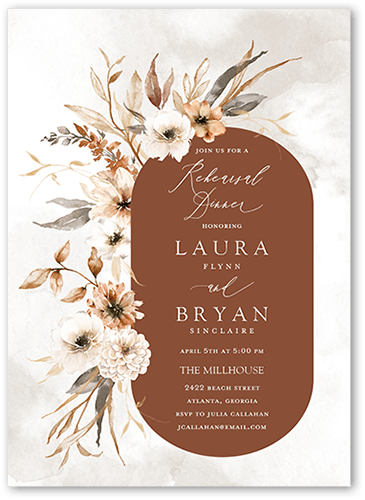 Wild Botanic Rehearsal Dinner Invitation, Orange, 5x7 Flat, Standard Smooth Cardstock, Square