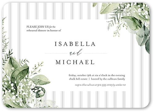 Lovely Lush Rehearsal Dinner Invitation, White, 5x7 Flat, Matte, Signature Smooth Cardstock, Rounded