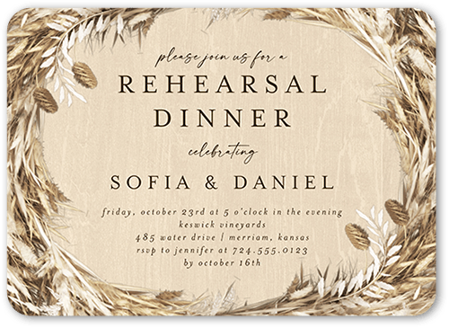 Uniting Union Rehearsal Dinner Invitation, Beige, 5x7 Flat, 100% Recycled Cardstock , Rounded
