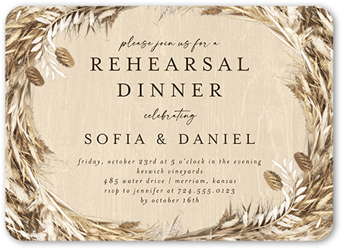 Uniting Union Rehearsal Dinner Invitation, Beige, 5x7 Flat, Standard Smooth Cardstock, Rounded