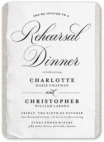 Patterned Paper Rehearsal Dinner Invitation, Beige, 5x7 Flat, Standard Smooth Cardstock, Rounded