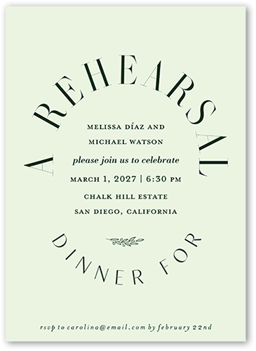 Refined Request Rehearsal Dinner Invitation, Green, 5x7 Flat, Luxe Double-Thick Cardstock, Square