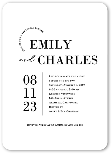 Adorned Accent Rehearsal Dinner Invitation, White, none, 5x7 Flat, Matte, Signature Smooth Cardstock, Rounded