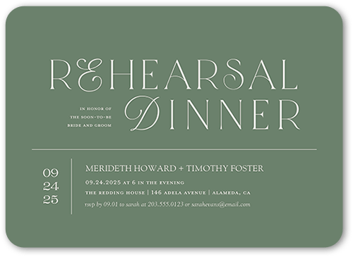 Fancy Feature Rehearsal Dinner Invitation, Rounded Corners