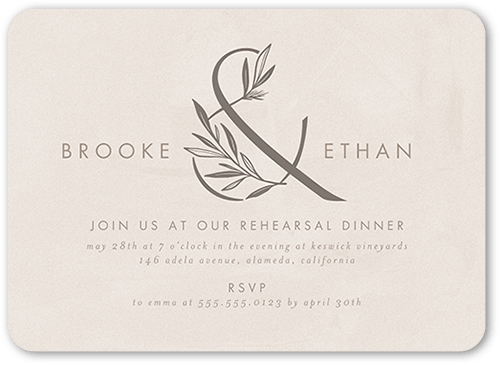 Splendid Spruce Rehearsal Dinner Invitation, Beige, 5x7 Flat, Standard Smooth Cardstock, Rounded