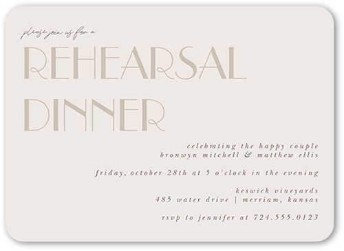 Enchanted Event Rehearsal Dinner Invitation, Gray, 5x7 Flat, Pearl Shimmer Cardstock, Rounded, Gray