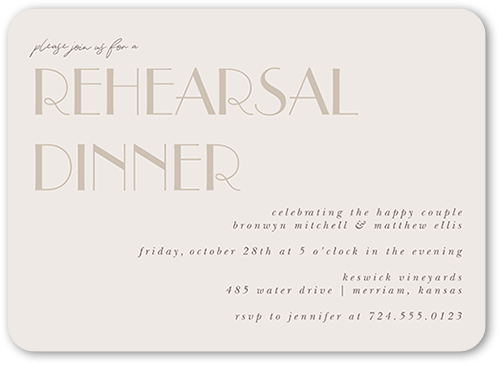 Enchanted Event Rehearsal Dinner Invitation, Gray, 5x7 Flat, 100% Recycled Cardstock ?, Rounded