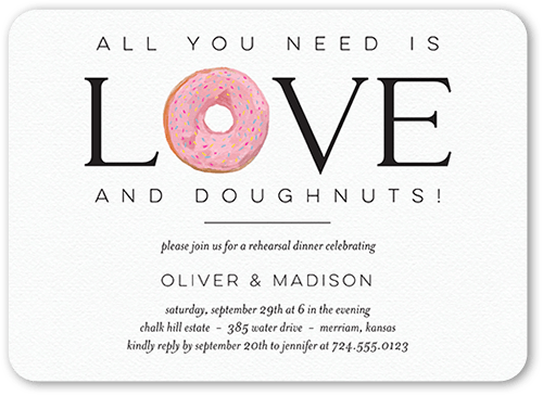 Delightful Delicacy Rehearsal Dinner Invitation, Pink, 5x7 Flat, 100% Recycled Cardstock , Rounded, Blush