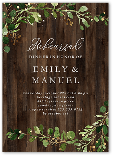 Barn Door Rehearsal Dinner Invitation, Brown, 5x7 Flat, Standard Smooth Cardstock, Square, Wood