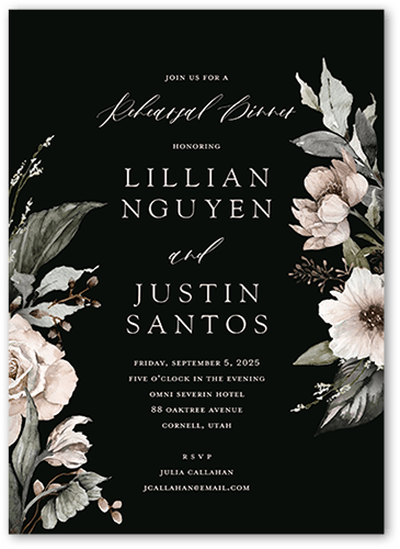 Black Tie Affair Rehearsal Dinner Invitation, Black, 5x7 Flat, Luxe Double-Thick Cardstock, Square