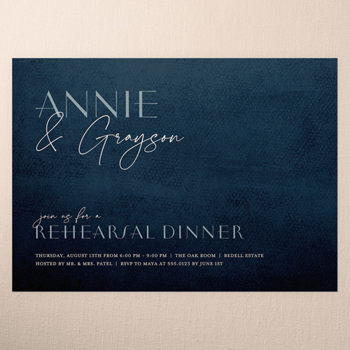 Modern Grace Rehearsal Dinner Invitation, Blue, 5x7 Flat, Standard Smooth Cardstock, Square, Feather