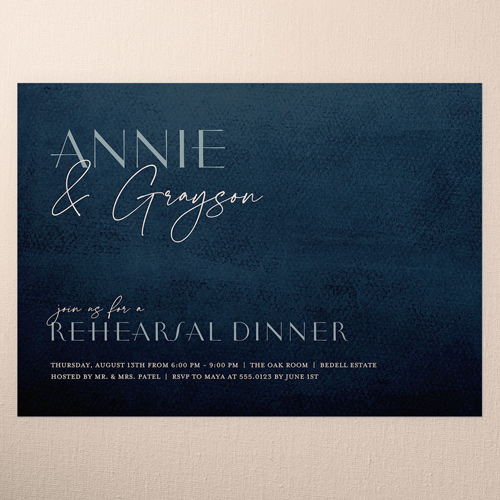 Modern Grace Rehearsal Dinner Invitation, Blue, 5x7 Flat, Pearl Shimmer Cardstock, Square