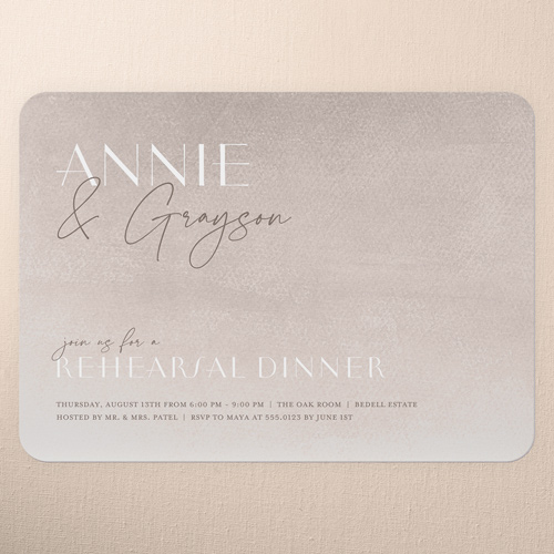 Modern Grace Rehearsal Dinner Invitation, Pink, 5x7 Flat, Pearl Shimmer Cardstock, Rounded