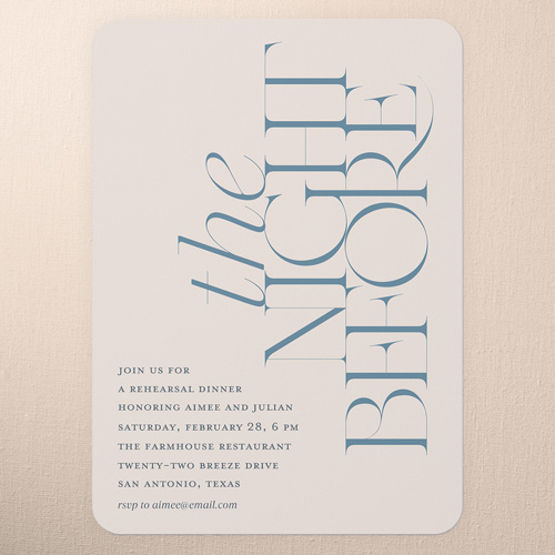 Simple Serenity Rehearsal Dinner Invitation, Beige, 5x7 Flat, Pearl Shimmer Cardstock, Rounded