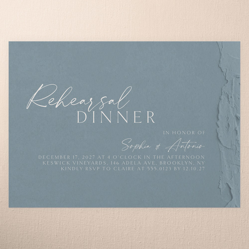 Torn Textures Rehearsal Dinner Invitation, Blue, 5x7 Flat, 100% Recycled Cardstock , Square