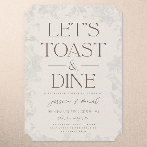 Touch Of Elegance Rehearsal Dinner Invitation, Beige, 5x7 Flat, Matte, Signature Smooth Cardstock, Ticket