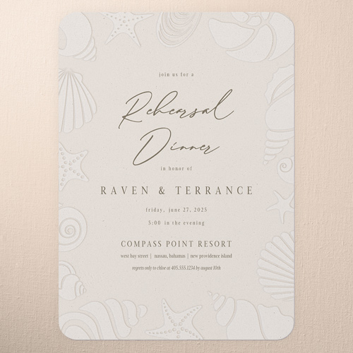 Regional Icons Rehearsal Dinner Invitation, Pink, 5x7 Flat, Pearl Shimmer Cardstock, Rounded