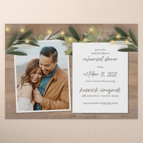Laurel Accent Rehearsal Dinner Invitation, Beige, 5x7 Flat, Write Your Own Greeting, Standard Smooth Cardstock, Square