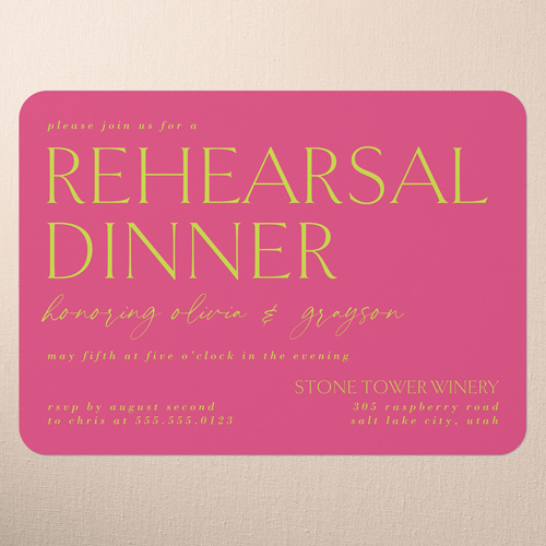 Editable Edition Rehearsal Dinner Invitation, Pink, 5x7 Flat, Write Your Own, Matte, Signature Smooth Cardstock, Rounded