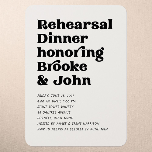Enchanting Vows Rehearsal Dinner Invitation, Beige, 5x7 Flat, 100% Recycled Cardstock , Rounded, Cream