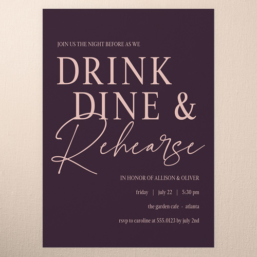 Refined Penmanship Rehearsal Dinner Invitation, none, Purple, 5x7 Flat, Luxe Double-Thick Cardstock, Square, Merlot