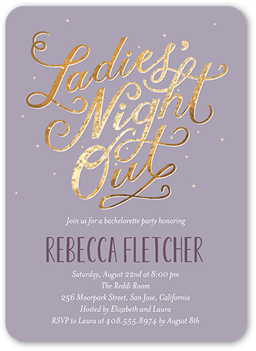 Lavish Ladies Bachelorette Party Invitation, Purple, 5x7, Standard Smooth Cardstock, Rounded