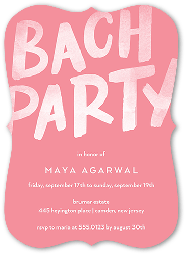 The Big Party Bachelorette Party Invitation, Pink, 5x7 Flat, Pearl Shimmer Cardstock, Bracket