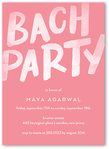 The Big Party Bachelorette Party Invitation, Pink, 5x7 Flat, Standard Smooth Cardstock, Square
