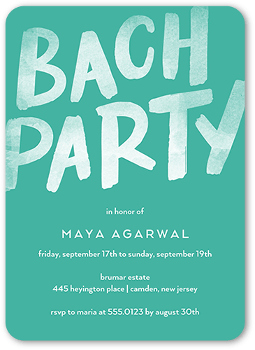 The Big Party Bachelorette Party Invitation, Green, 5x7 Flat, Matte, Signature Smooth Cardstock, Rounded, Bay